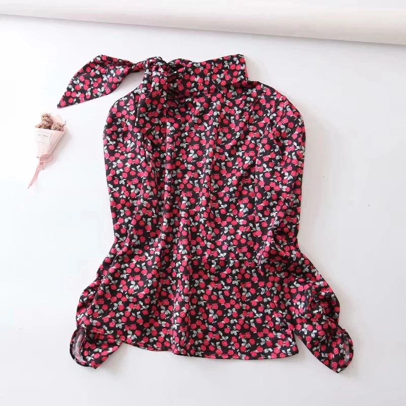 Увядшие осенние blusas mujer de moda английские цветочные принты воротник бант длинный рукав рубашка кимоно рубашки женские Топы И Футболки - Цвет: floral