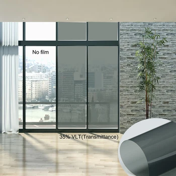 

SUNICE 35% Transmittance Window Film UV Proof Glue Nano Ceramic Solar Tint for Buidling Home Glass 50cmX500cm(20inch*16.5ft)