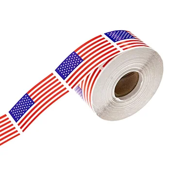 

250Pcs/roll American Flag Sticker Flag 2 x 1.25 inch for Wedding decoration labels DIY Party Supplies USA Stickers