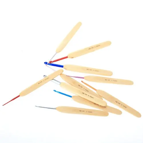 10 размеров бамбуковые ручки глинозема голова крючком Крючки Иглы 1-6 мм