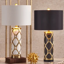 Роскошный керамический светодиодный светильник, настольная лампа, тканевые настольные лампы, абажур для спальни, прикроватной тумбы, отеля, гостиной, домашнего декора, настольная лампа