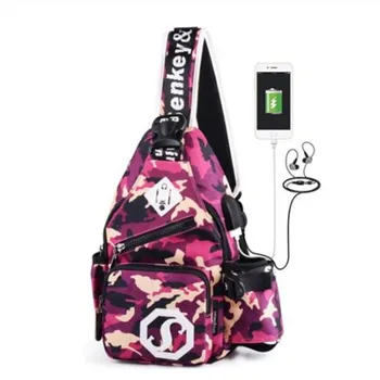 

2020 Chest Sling Bag Outdoor Hiking Waterproof Crossbody Travel Daypack for Women with Earphone Hole and Adjustable