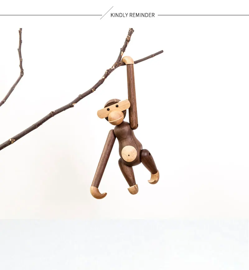 1 шт. обезьяна основной цвет деревянные ремесла обработки тика подарки в виде животного практичные домашние твердые деревянные украшения