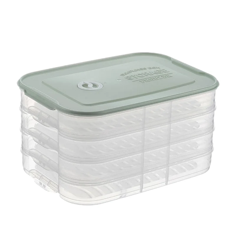 

HLZS-4 Layer Plastic Dumpling Storage Box Refrigerator freeze Dumpling Tray Household Food Crisper Storage Container
