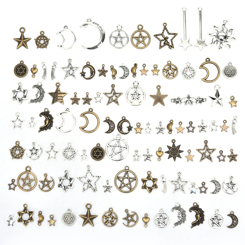 100 шт античные Солнце Луна звезды Смешанные Подвески кулон для DIY