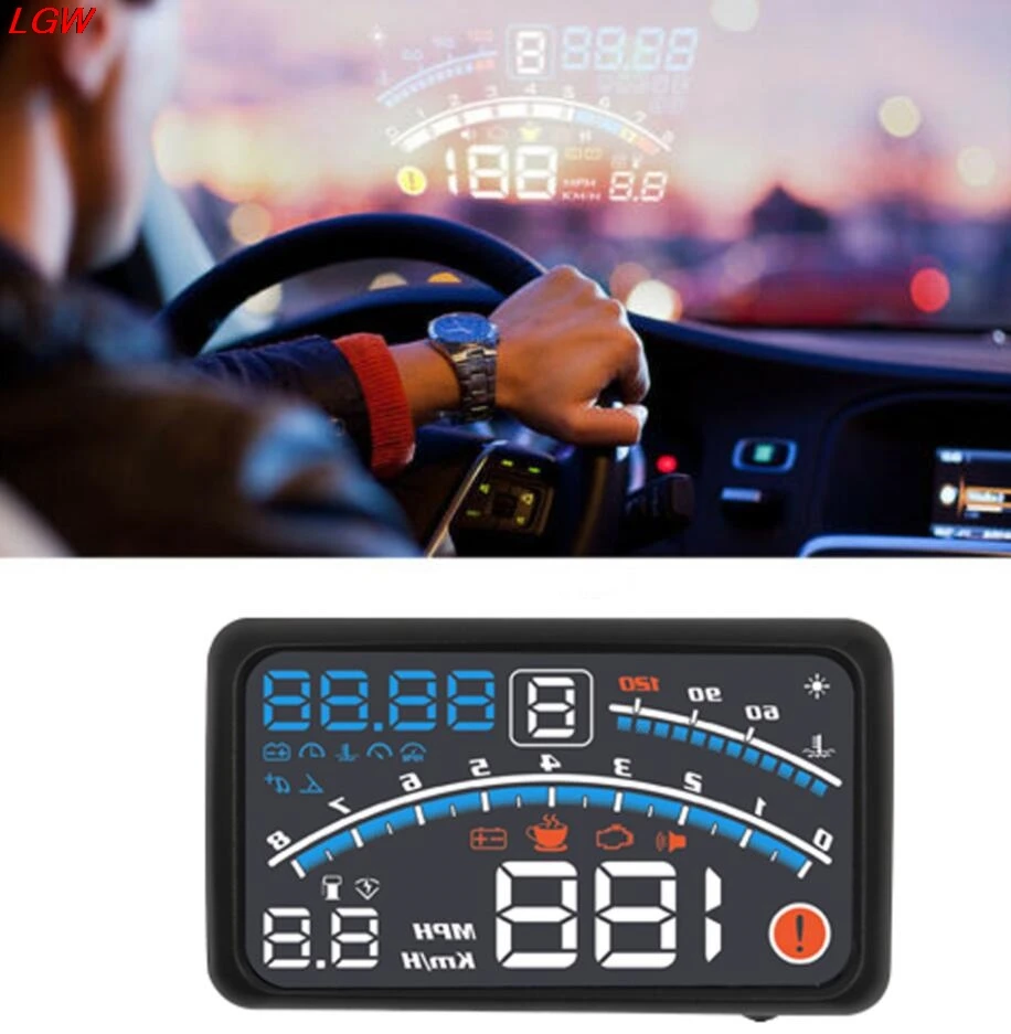 

5.5 inch car HUD head-up display OBD2 dashboard speedometer projector speed warning
