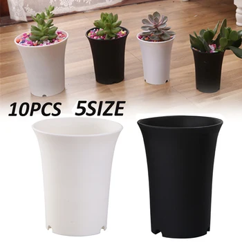 

10Pcs Round PP Plastic Potted Flower Pot Home Office Desktop Decoration Table Succulent High Waist Flowerpot