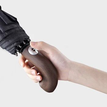 

Upscale Wooden handle Automatic Umbrella Men 10Ribs Folding Strong Wind Resistant Umbrellas Rain Women Business Quality Parasol