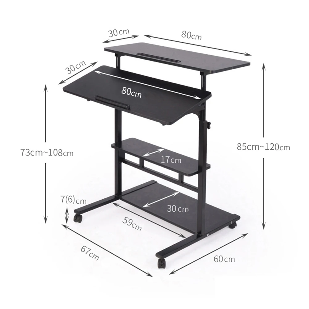 Portable Computer Table Adjustable Laptop Desk Study Table Bed Table Can be Lifted Standing Desk 80*40CM