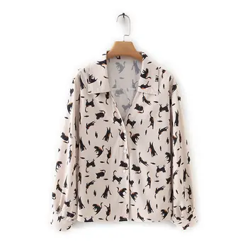 

New women fashion animal printing casual blouses office lady long sleeve chic shirts brand femininas blusas tops LS6043