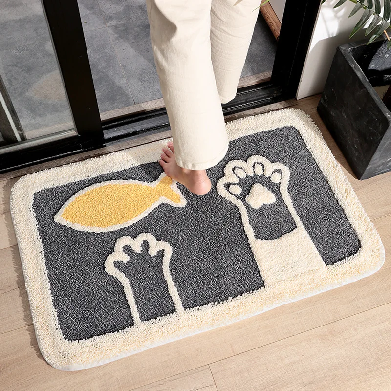 

Honlaker Microfiber Cartoon Absorbent Bath Mat Flocking Pattern Decoration Bathroom Rug Entrance Door Anti-slip Door Mat