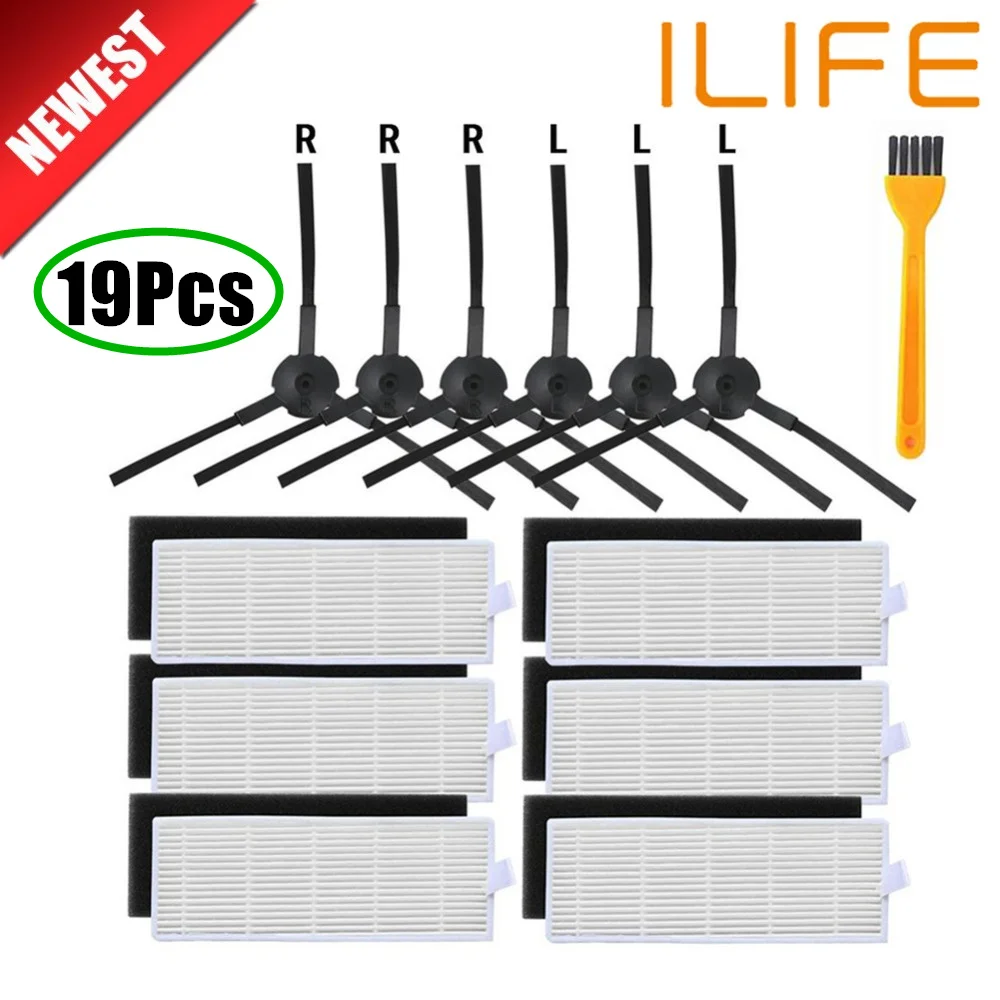 

18Pcs/lot Robot vacuum cleaner Hepa filter for ilife A8 a40 a6 a4 a4s parts filter Side Brush danhui robot vacuum cleaner parts