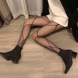 Sexy Tights Ins Dark Series Hollow Net Stockings Large Cross Perspective Long Tube Fishing Net Stockings Spice Girls Pantyhose