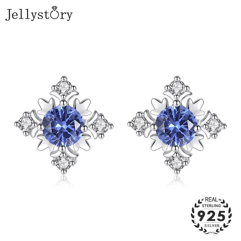 Jellystory серьги-гвоздики из стерлингового серебра S925 пробы, драгоценные камни-сапфиры, серьги-гвоздики для женщин, Свадьба Помолвка, модные ювелирные изделия