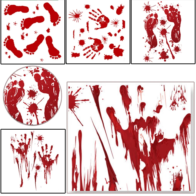 Halloween Miedo Sangre de handprint ventana Stickers Especiales sangre Fiesta Decoraciones