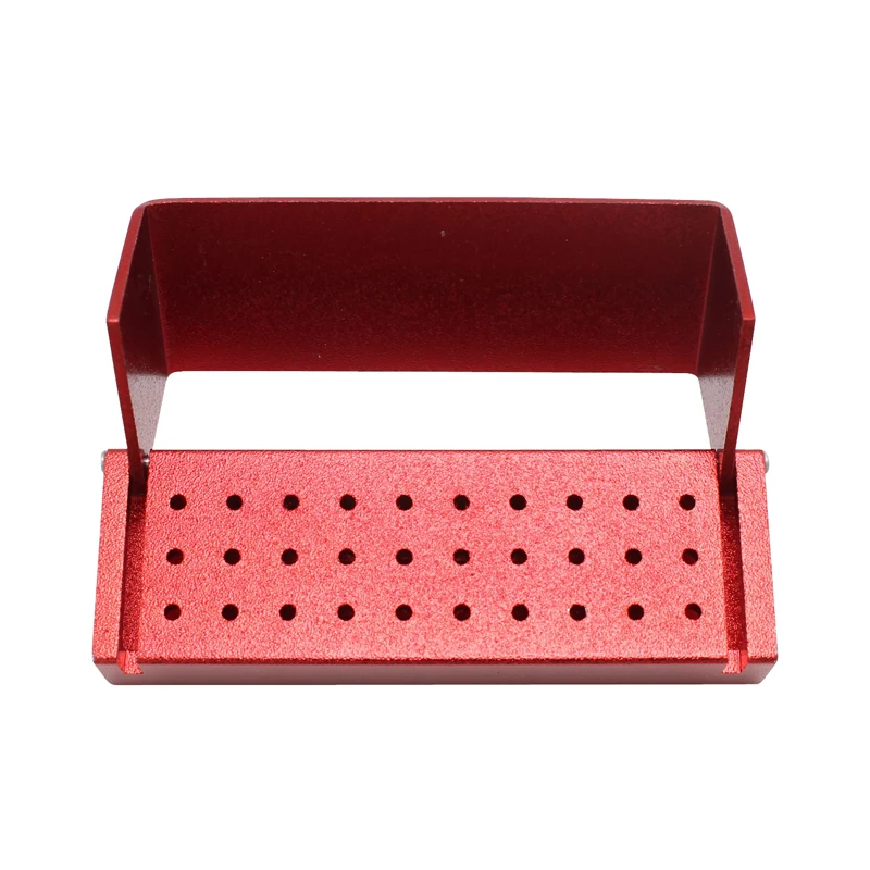 Алюминиевый ящик для стоматологической дезинфекции, Автоклавный стерилизатор, держатель файлов для боров Endo, 30 отверстий для боров, стоматологический инструмент, лабораторные инструменты - Цвет: red