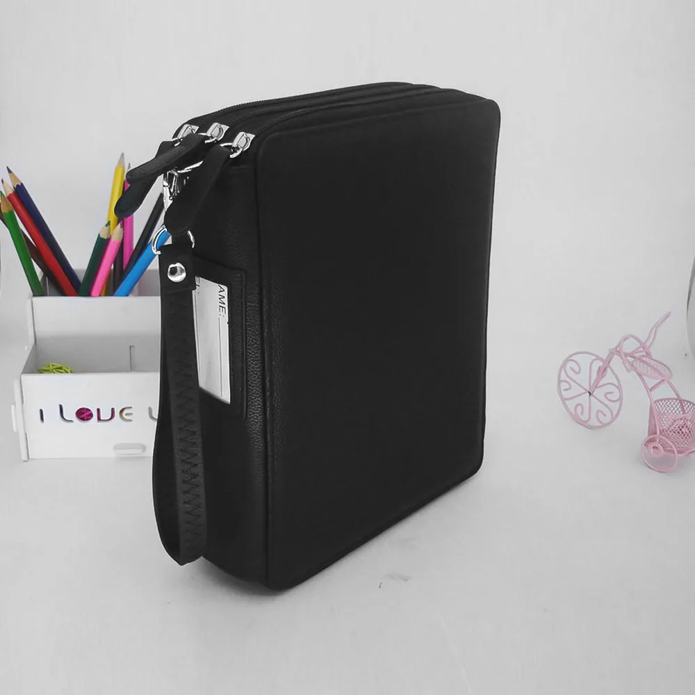 

72/124 Slots Color Pencil Case Colored Pencil Holder Pen Bag Pouch Pu Leather Zippered Portable for Artists Students