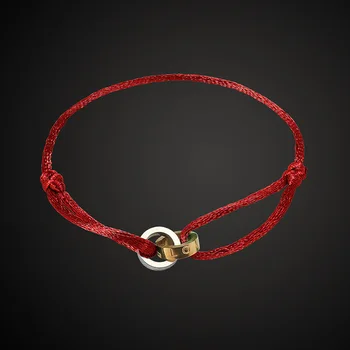 

Lanruisha brand stainless steel bracelet 2 round cotton rope retractable lovely fashion jewelry popular unisex best gift
