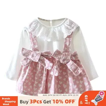 

Bear Leader Baby Dresses New Baby Clothing Toddler Girls Spring Cute Bow Lace Print Princess Dresses Fashion Casual Clothes