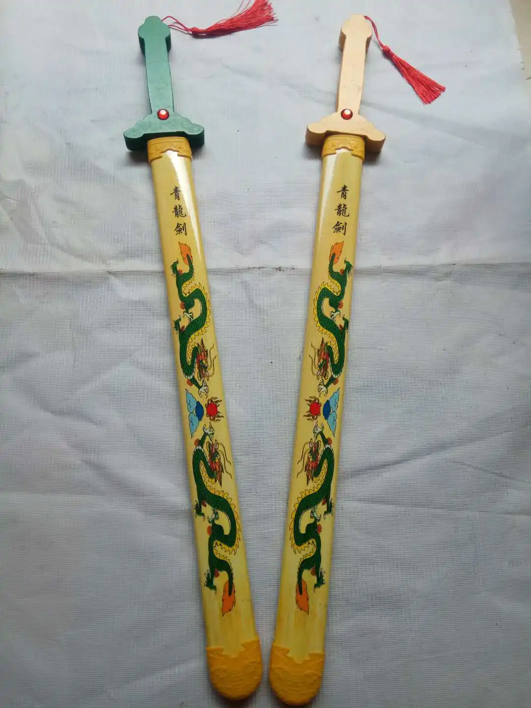 Стиль Bamboo qing длинная Цзянь красная лента Дракон деревянный Цин длинная Цзянь детская игрушка стойло живописная зона Храмовая ярмарка горячая распродажа