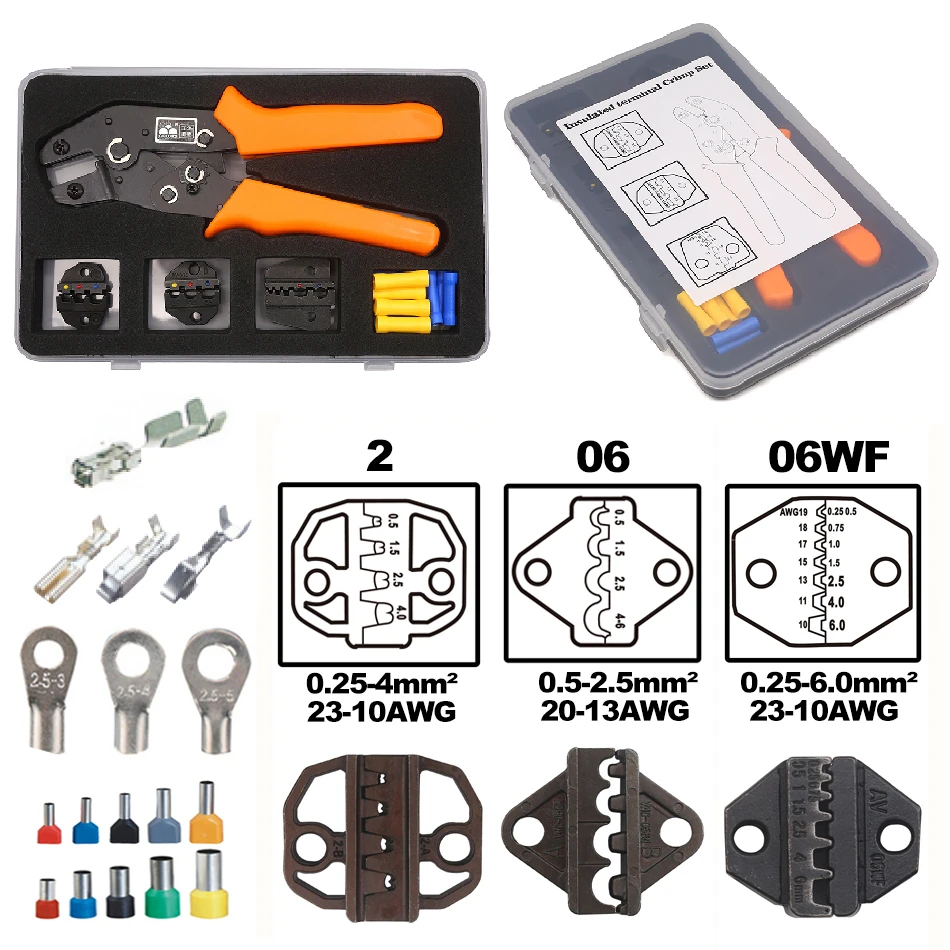 Обжимные плоскогубцы несколько обжимных штампов набор проводов Dupont терминалы инструменты электрик соединитель Мультитул(подарок некоторые провода терминал - Цвет: SN No.10