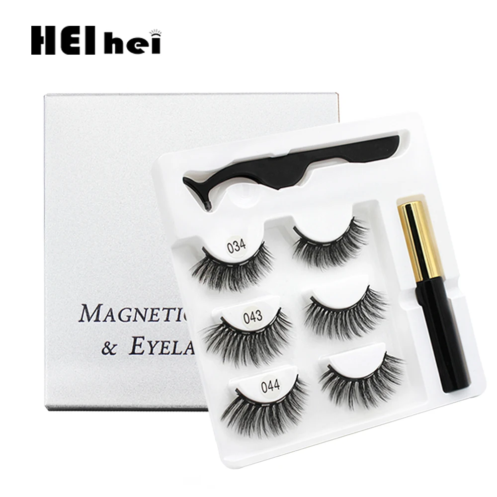 Dropshipping magnetic eyelashes natural long Magnetic Liquid Eyeliner & Magnetic False Eyelashes & Tweezer Set Make up set