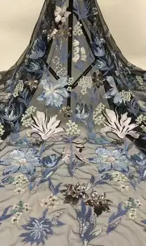 

Hot sale Nigerian Sequins Lace Fabrics 2019 3d African Lace Fabric Wedding African Fabric Lace For Embroidery Lace trim 5yards