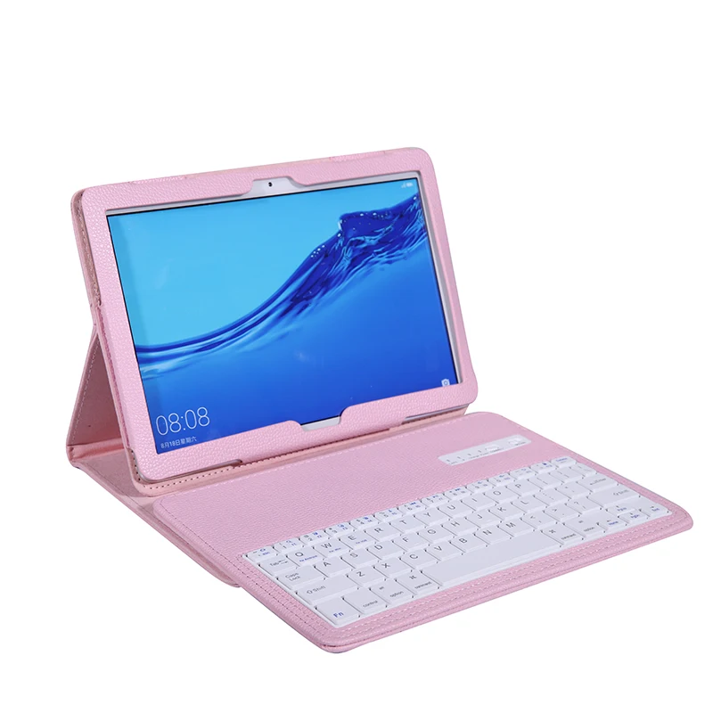 Роскошный кожаный чехол для huawei Mediapad T5 10 AGS2-L09/W09/L03 покрытие клавиатуры Bluetooth для huawei T5 10,1 ''чехол для планшета с подставкой - Цвет: Pink