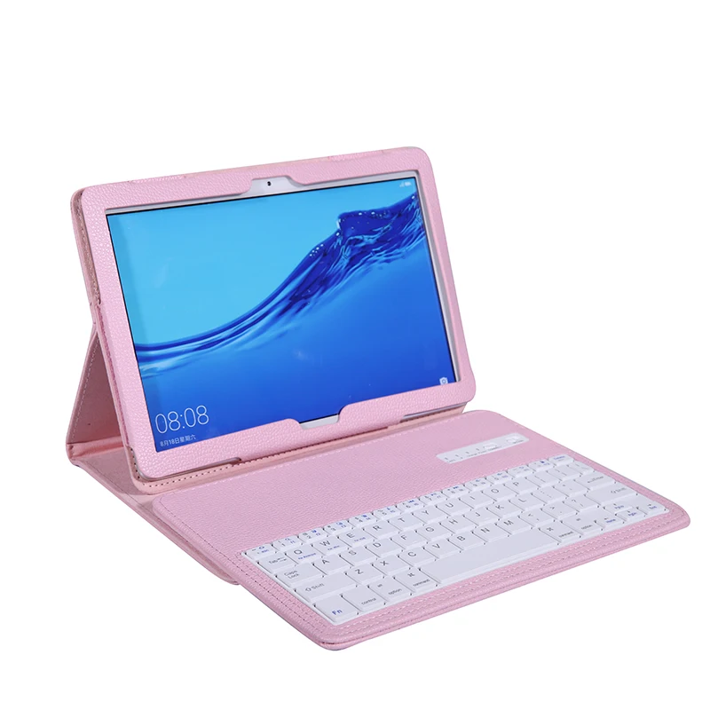 Pink Роскошный кожаный чехол для huawei Mediapad T5 10 AGS2-L09/W09/L03 покрытие клавиатуры Bluetooth для huawei T5 10,1 ''чехол для планшета с подставкой - Цвет: Pink