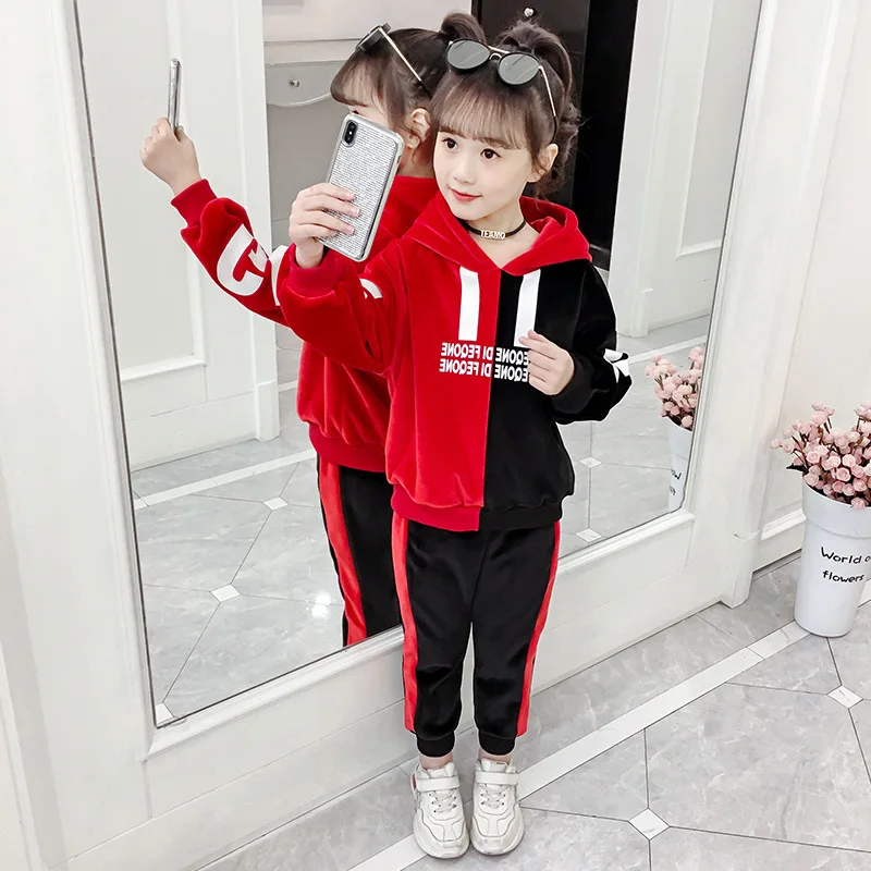 

Spring And Autumn Autumn Clothing Set 2019 Children Korean-style Girls 3-Year-Old New Style 4-Gold Velvet 5 Two Pullover 6 Weste