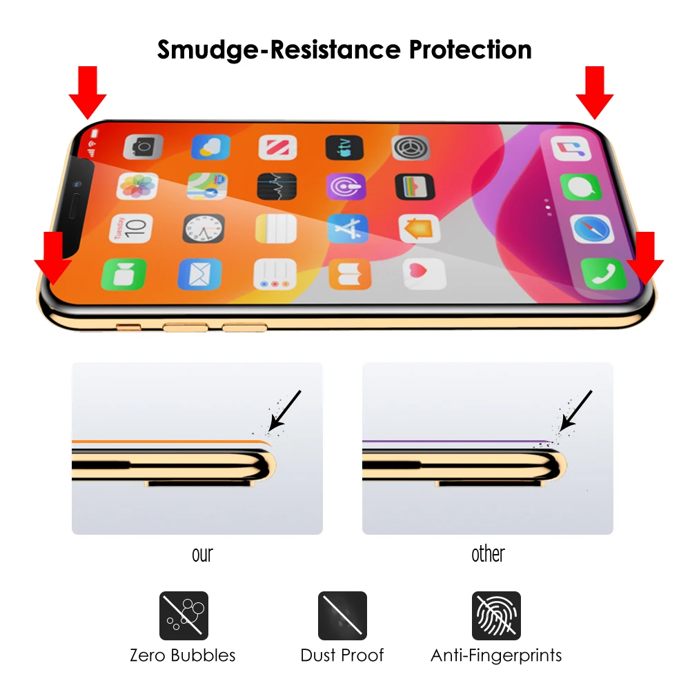 10 шт. полное покрытие из закаленного стекла для iPhone 11 Pro MAX защита экрана 9H Защитная стеклянная пленка Взрывозащищенная против царапин