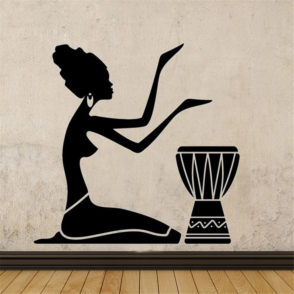 

Tribal African Drummer Dancer Wall Decals Decor Self-adhesive Vinyl Removable Stickers Playing Drum Murals Waterproof DW6792