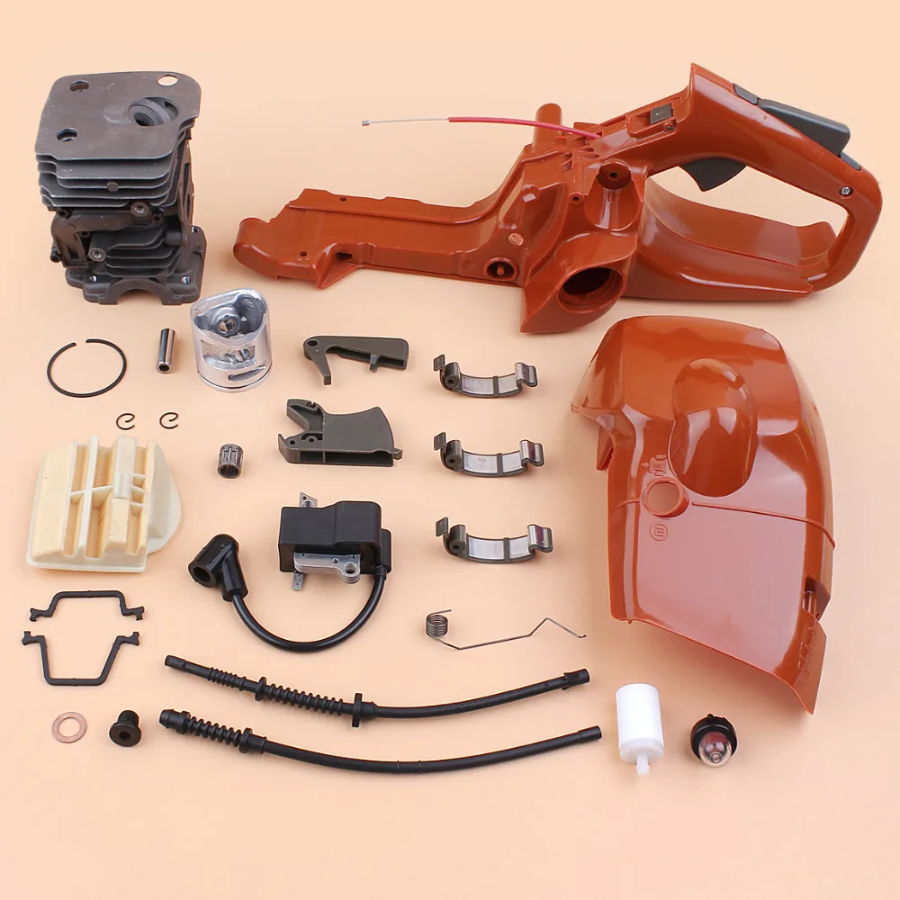 

44mm Cylinder Piston Fuel Tank Rear Handle Ignition Coil Kit Fit Husqvarna 445 E 445E 450 Chainsaw Saws Engine Motor Replacement