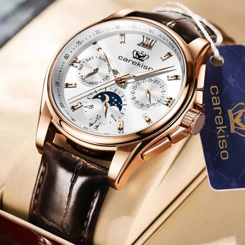 2021 CAREKISO Men's Watches Top Brand Luxury Men Wrist Watch Leather Quartz Watch Sports Waterproof Male Clock Relogio Masculino 