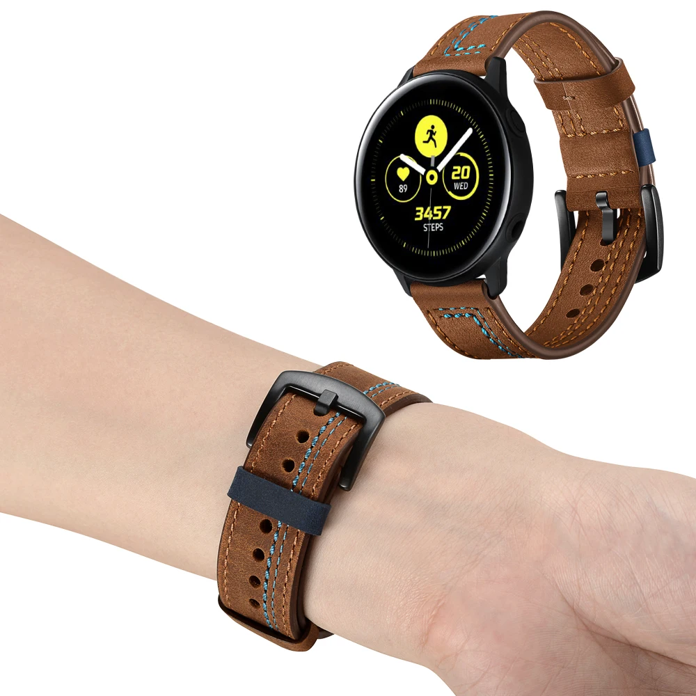 UEBN 20 мм роскошный кожаный ремешок для samsung Active 2 44 мм 40 мм/Galaxy Watch 42 мм/gear Sport S2 браслет Ремешки для наручных часов