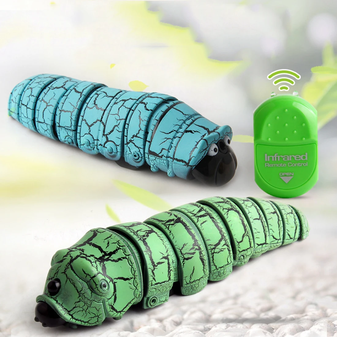 XQT Children RC Fake Caterpillar Infrared RC Reptile Insect Funny Toys - Green