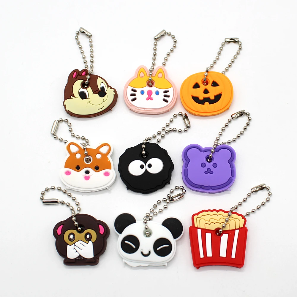 Cartoon Soft Silicone Protective Key Case Cover for Key Control Dust Cover Holder Women Cute Small Chain Pendant Keyring Key Case Key Holder Key Protector