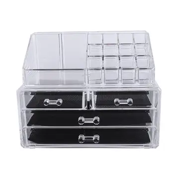 

New 2PCS Transparent Cosmetic Organizer 4-layer Drawers Desk Jewelry Organizer Acrylic Makeup Organizer Arrangement Storage Box