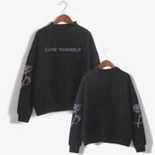 Bangtan мальчик корейский стиль Hrajuku модные толстовки женские с круглым вырезом с длинным рукавом Водолазка Kpop одежда оверсайз Kpop одежда