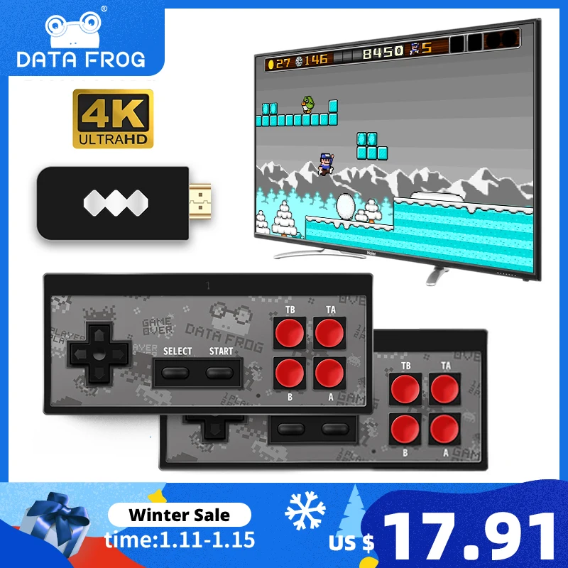 USB Беспроводная портативная ТВ видео игровая консоль Data Frog 1400 NES Классическая 8