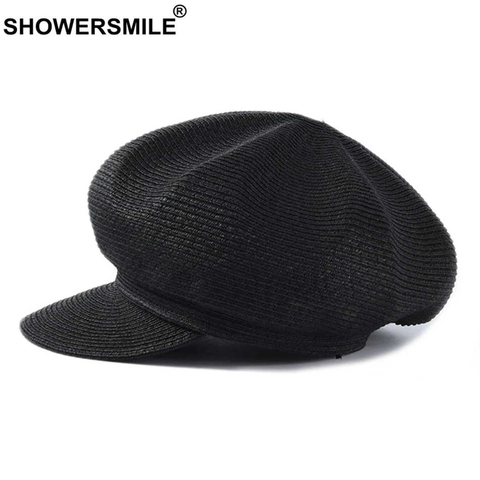 ladies black baker boy hat