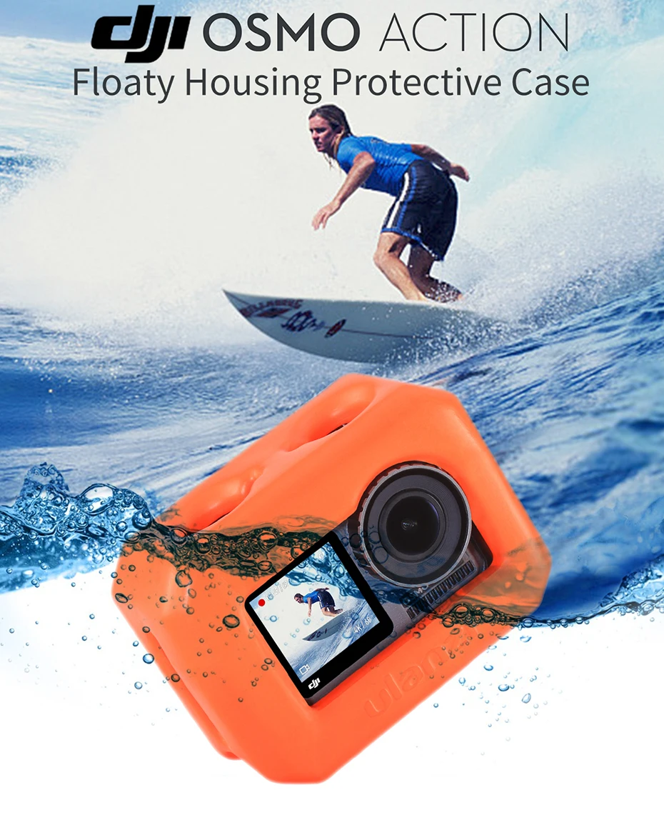 

Ulanzi OA-4 Floaty Case Housing for Dji Osmo Action Floating Orange Venture Shell Case for Surfing Skating