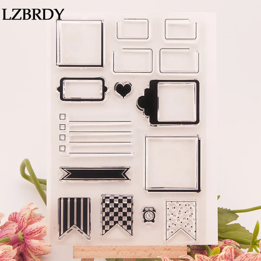 

1 Pack Rectangle Text Box Frame Heart Clear Rubber Stamps for Scrapbooking Card Making Christmas Thanksgiving Decors