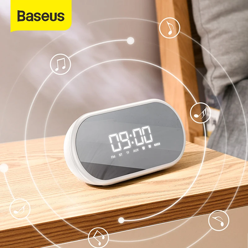 Baseus High Quality Bluetooth Speaker With Alarm clock Function Bass sound Portable Music Player Wireless Speaker annular lamp
