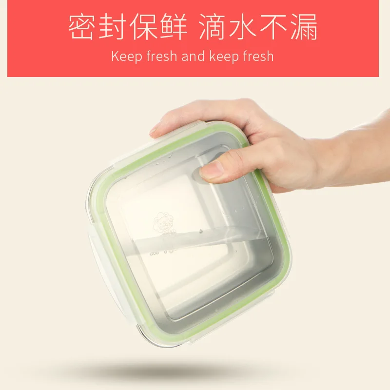 

304 Square Freshness Box Airtight Container Domestic Refrigerator Storage Multi-functional Tableware Lunch Box Three-piece Set