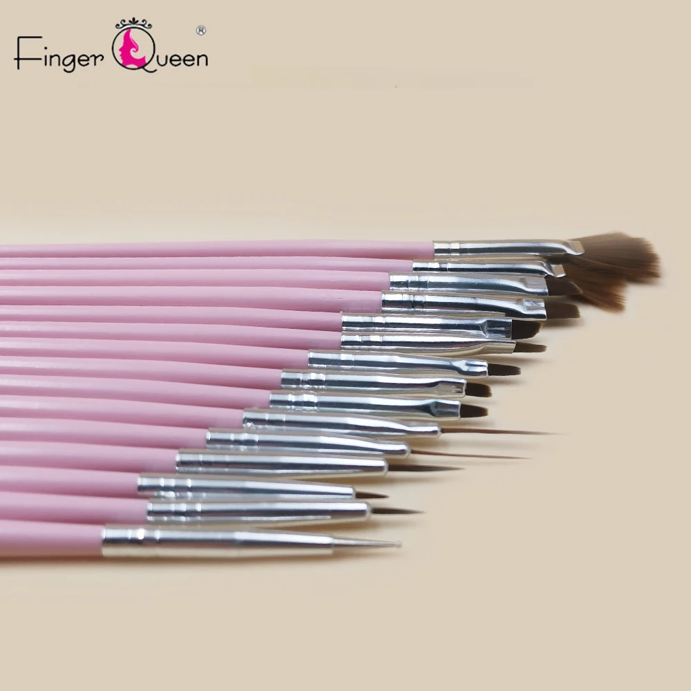 Fingerqueen, 15 шт., Гелевая Кисть, карандаш для рисования, акриловая кисть для рисования ногтей, градиентные Стразы, ручка для маникюра, инструмент для дизайна ногтей