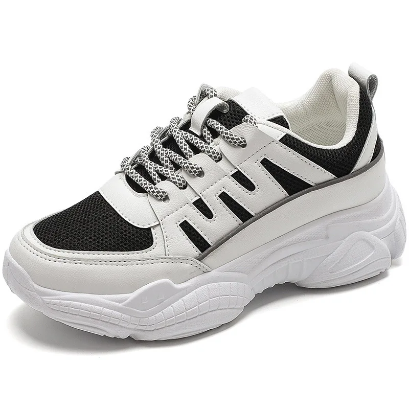 

Autumn New Style Korean-style Harajuku Casual Versatile Thick Bottomed Extra High Old Man Shoes Breathable Casual Mesh Cloth Sho