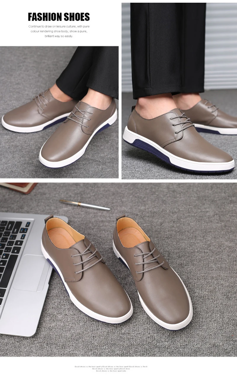 Merkmak Brand New Summer Breathable Men Leather Casual Shoes Plus Velvet Warm Winter FLats Fashion Lace-up Big Size Walking Shoe