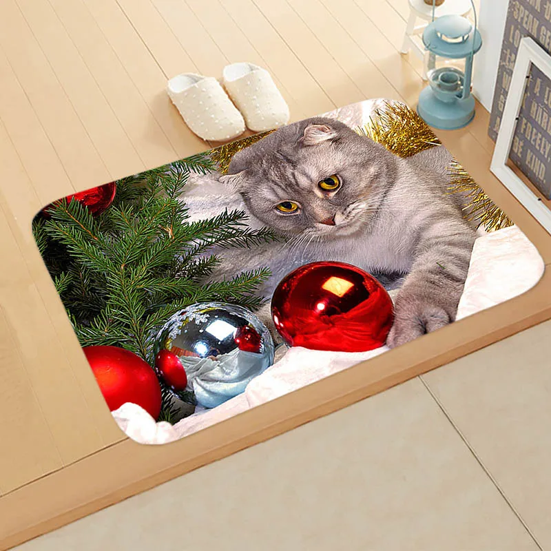 Merry Christmas Decoration Doormat Santa Claus Printing Floor Mat Non-slip Mat Christmas Home Decoration Door Mat - Color: as picture