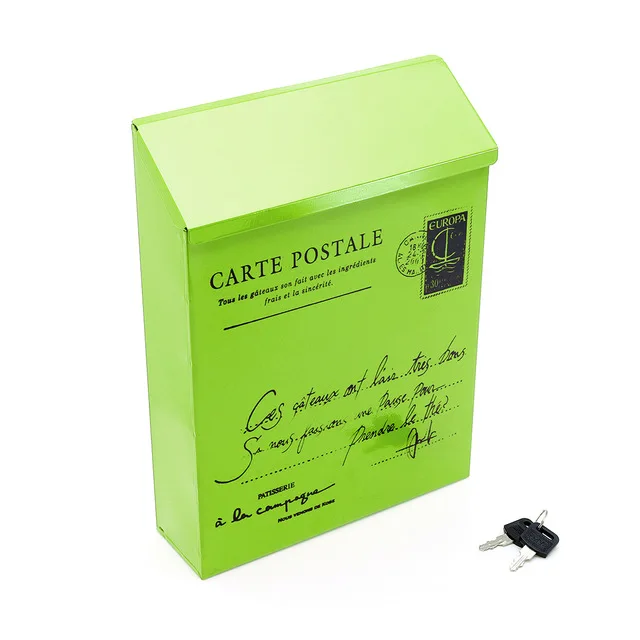 4 цвета, винтажный металлический чехол для почтовой коробки, металлический оловянный газетный почтовый ящик для писем, водонепроницаемый почтовый ящик, запирающийся ящик, садовый орнамент - Цвет: Зеленый